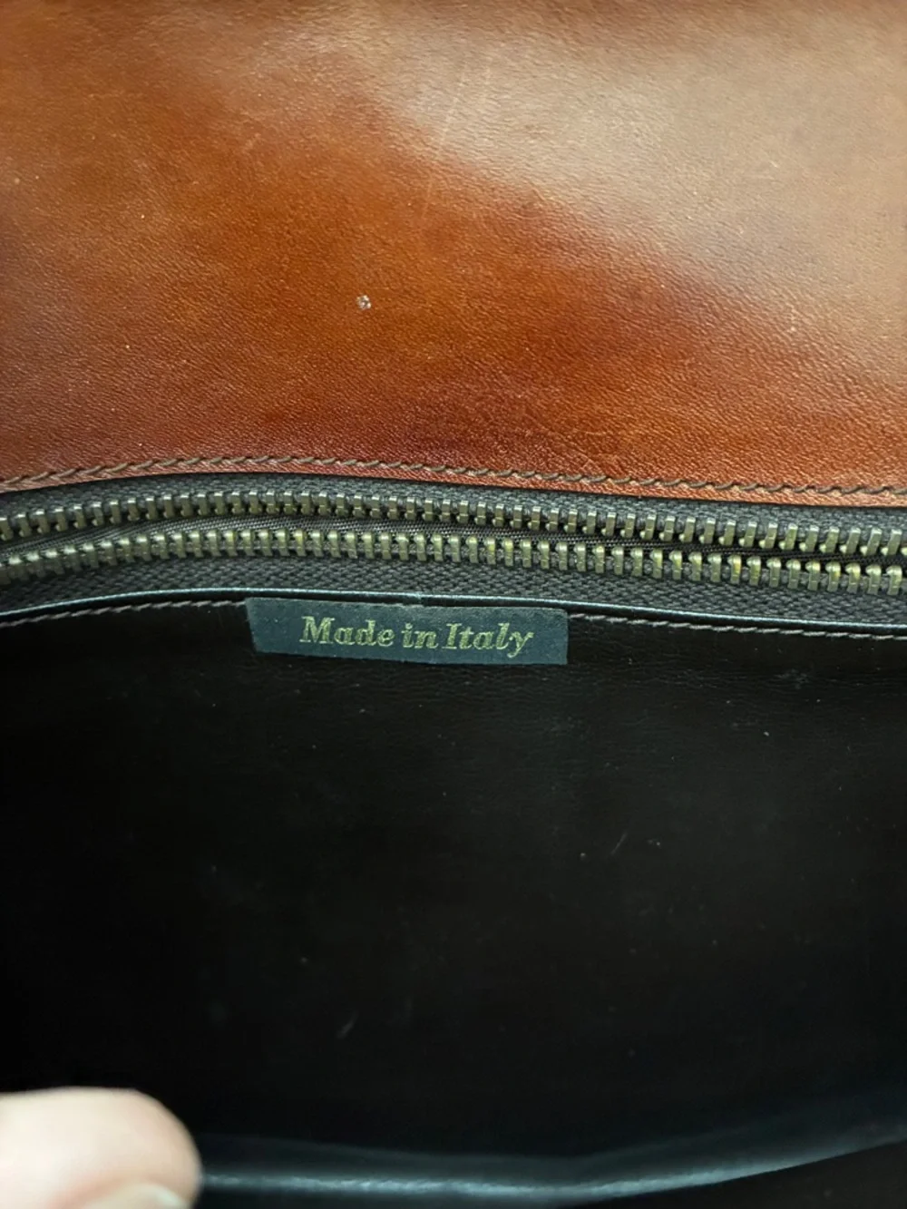 Italian Brown and Gold Canvas Monogram Envelope Clutch with Vegan Leather Trim